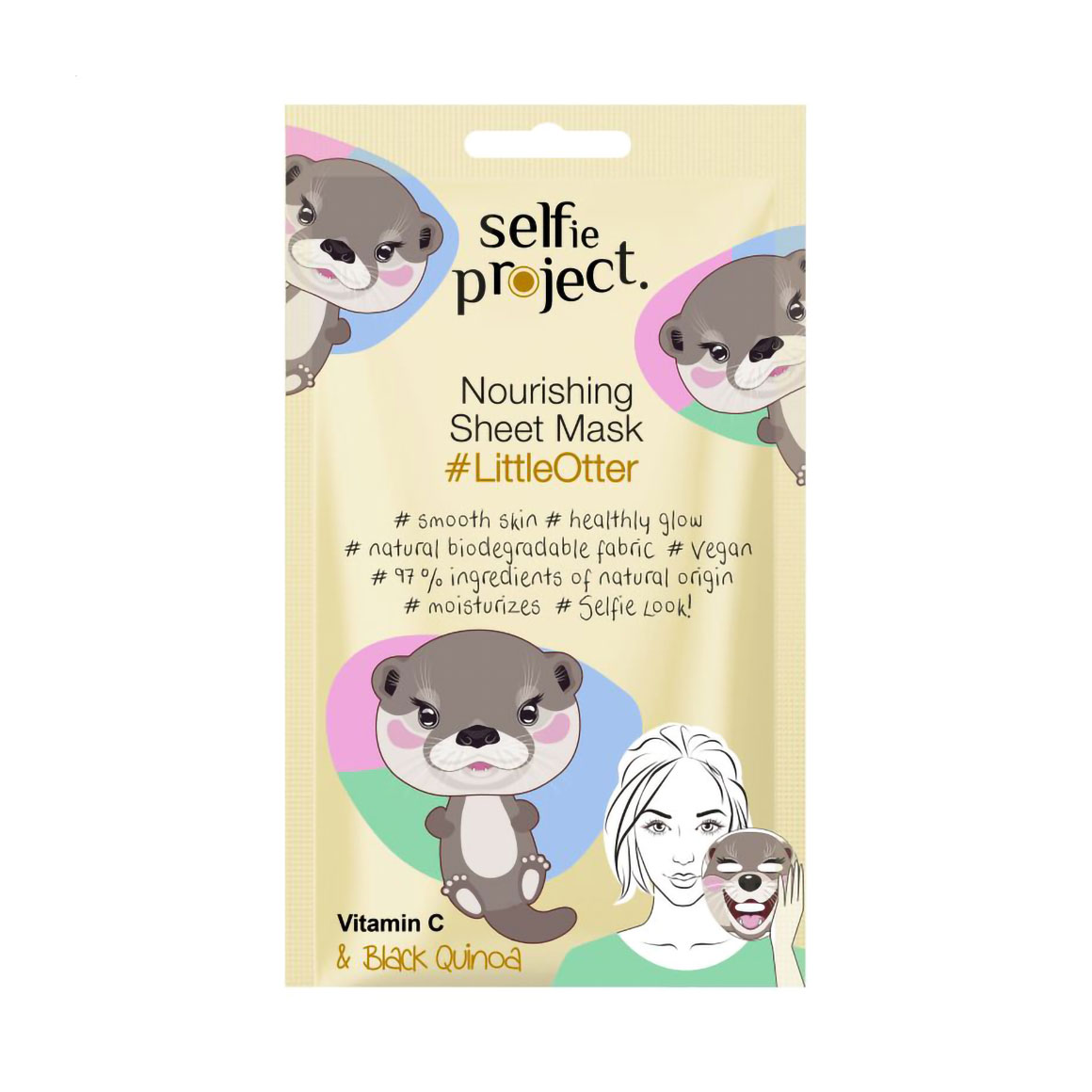 Живильна тканинна маска для обличчя Selfie Project Nourishing Sheet Mask Little Otter, 1 шт